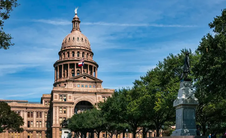 Aerial view of the Texas State Capitol grounds